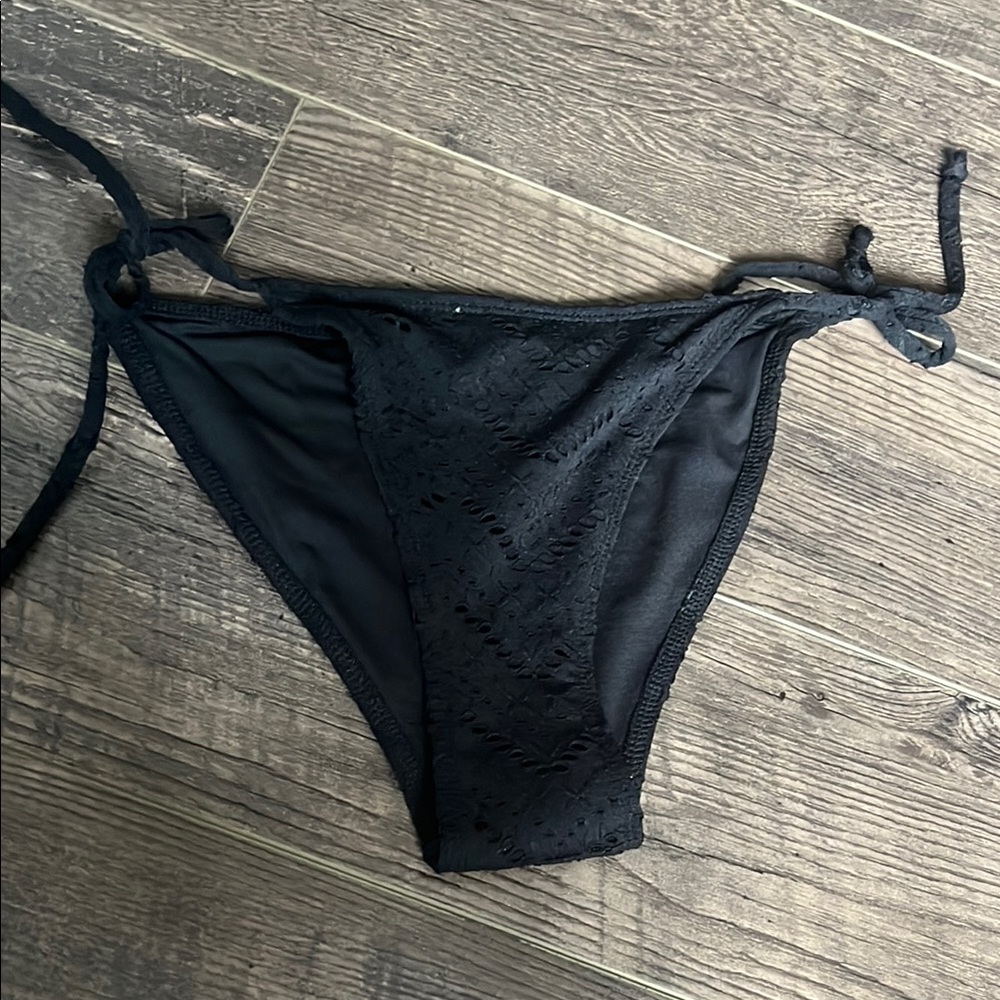 Black Lace Tie-Side Bikini Bottom